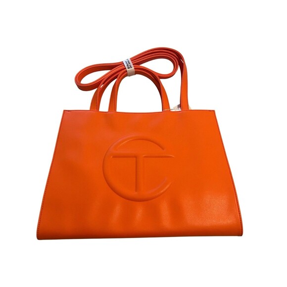 NWT- Telfar Orange Medium Shopping Tote Bag with Embossed Logo Design - Picture 1 of 7